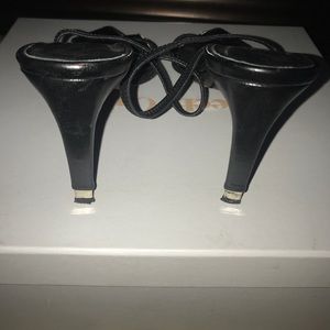 Christian Lacroix Black Leather Heels. Size 7